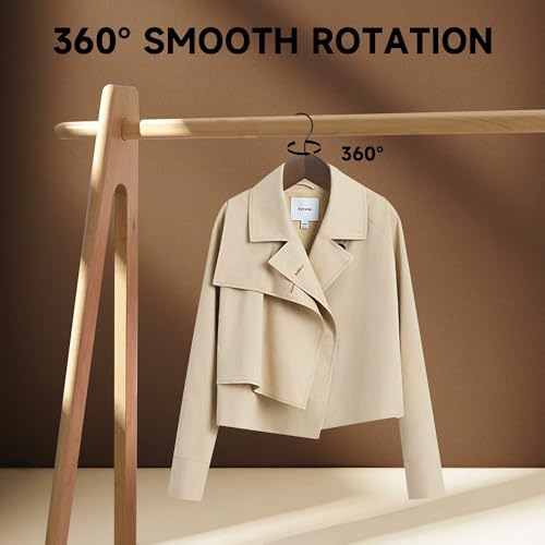 Wooden Top Hangers with 360° Swivel Hook, Walnut, 24-Pack