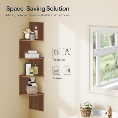 HOOBRO Corner Shelf Wall-Mounted, Set of 2 Floating Corner Shelves for Wall