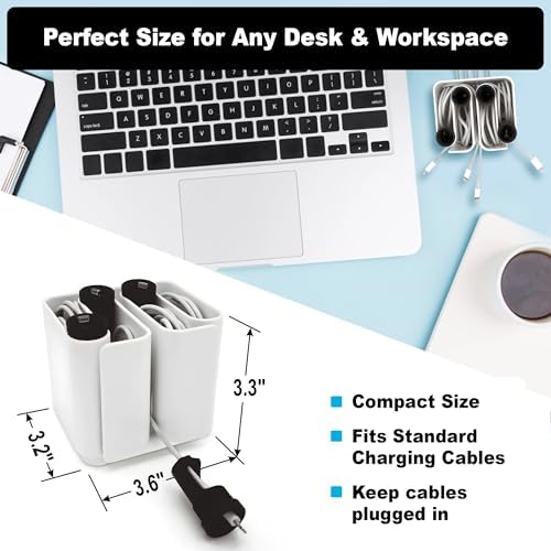 Cable Organizer with Multiple Compartments, Secure Cable Ends, Prevent Tangling, Tidy Workspace, Charging Solution, Desk