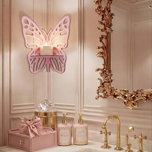 3 Pcs Butterfly Corner Floating Shelves Wall Mounted Set, Macaron Color