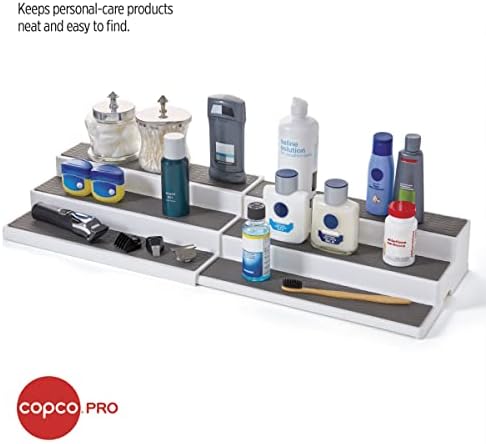 Copco 3 Tier Expandable Cabinet Organizer - Spice Rack Shelf for Pantry, Kitchen, Bathroom, Closet Storage - Adjustable 