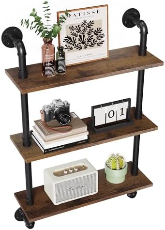 Merapi 3 Tier Rustic Floating Shelves Industrial Pipe Floating Shelf