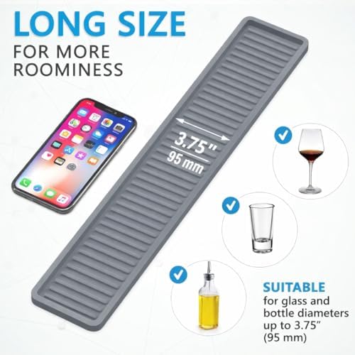 ZAPPOWARE Silicone Kitchen Sink Caddy Sponge Holder 11"x 4.33", Gray - Bathroom Vanity Tray Organizer, Kitchen Soap Tray