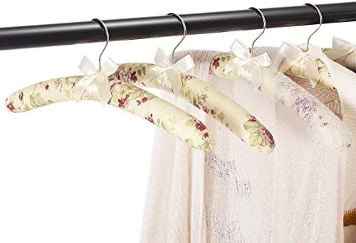 16 Inch Satin Padded Hangers Pack of 10, No Bump Floral Coat Hanger