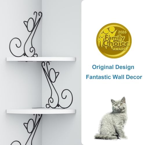 Alsonerbay 4-Tier Cat Shaped Corner Floating Shelf Wall Mount, White