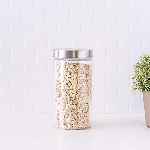 Home Basics Large 54 oz. Round Glass Canister Jar Container Fresh Sealed with Air-Tight Stainless-Steel Twist Top Lid fo