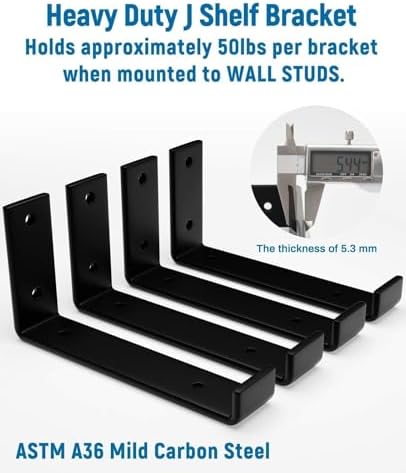 LEOPO 10 inch Shelf Brackets 4-Pack, 1/5" Thick Floating Shelf Bracket