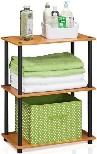 Furinno TURN-N-TUBE Storage Shelves, 3-Tier Book Shelf, Corner Shelf, Toolless Open Shelves, for Organization and Storag