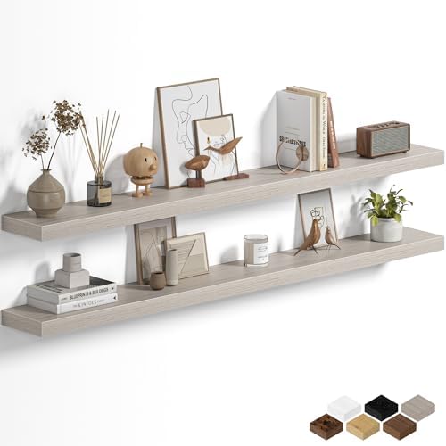 Fun Memories Floating Shelves for Wall 55 Inch, Set of 2 – Wall-Mounted Storage & Display Shelf with Invisible Bracket, 