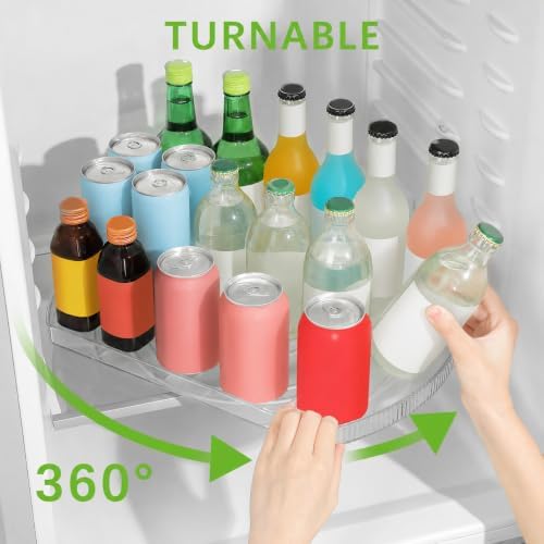 ROWNYEON Lazy Susan Turntable Organizer for Large Refrigerator, 360° Rotate Fridge Organizers and Storage, 16.54 Inches 
