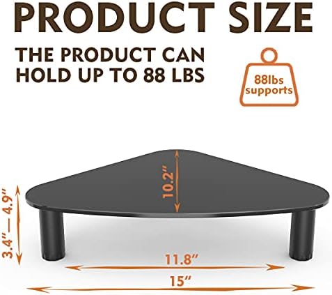Hemudu 2 Pack Computer Monitor Riser | Triangle Save Space Desktop Corner Stand for Computer Monitor & Laptop Black HD01