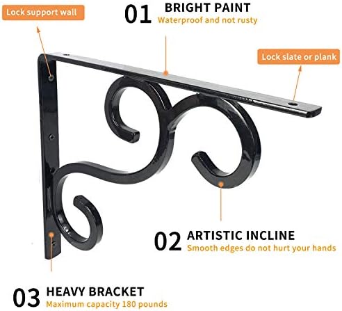 Fancy Shelf Brackets 13 Inch Countertop Support Bracket Load 300lb Heavy Duty Decorative Rustic Artistic Speed Brace for