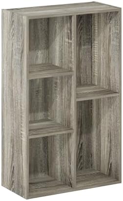Furinno LUDER Book Shelf, 5-Cube Bookshelf, Reversible Bookcase, 9.4 x 19.5 x 31.5, Easy Assembly, for Living Room, Bedr