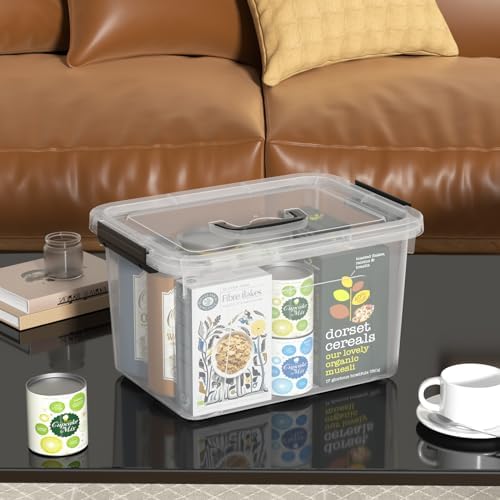 12 Quart Plastic Storage Bins with Lids, Plastic Storage Latch Box with Handle, 6 Packs