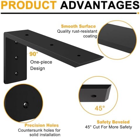 Countertop Support Brackets 10 inch,Heavy Duty Countertop Brackets 10'' x 6'' x2.5'' for Granite,L Bracket Metal Corbels