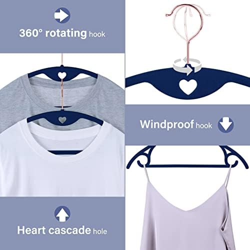 Velvet Hangers Felt Clothes Hangers 50 Pack Blue