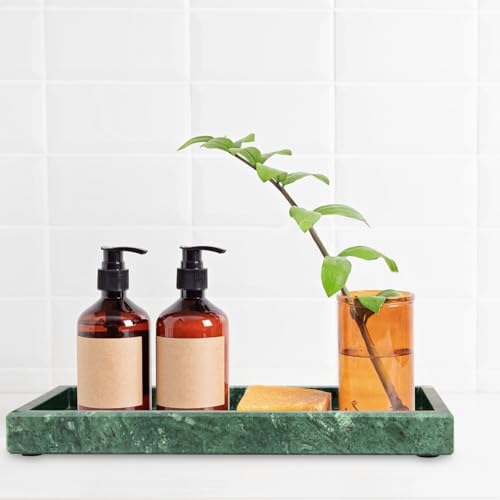 Marble Bathroom Vanity Tray, Blackish Green, 12"x 5" x1.2"