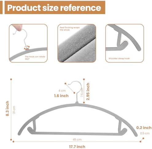 Jiang&Rong 60 Pack Grey Velvet Hangers