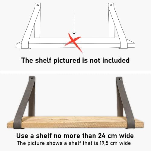 Brute Strength – PU Leather Shelf Brackets - Gray - 6 Pieces - Wall Support - Shelf Supports - Synthetic Leather Shelf C