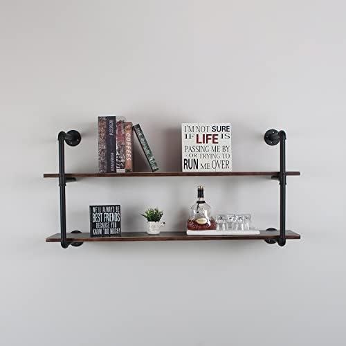 MBQQ Industrial Retro Pipe Shelf 48in 2 Tier Wall Mounted,Rustic Floating Shelves,Farmhouse Kitchen Bar Shelving,Home De