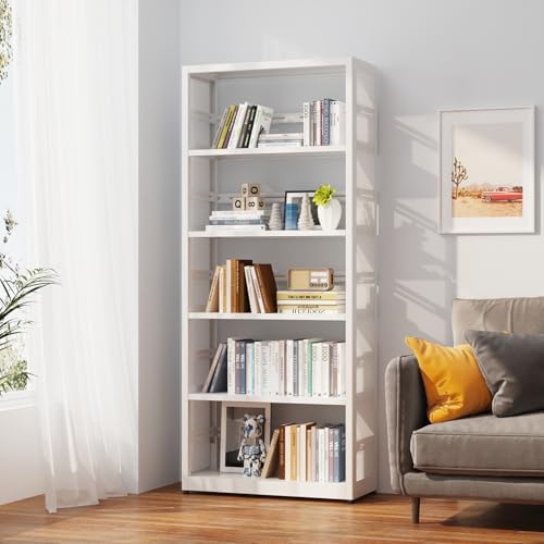 SteeLoong 5 Tier Bookcase, 68" H Metal Bookshelf with 4 Adjustable Shelves