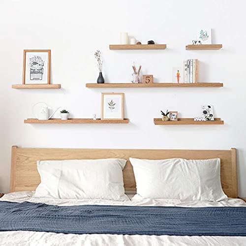 HOMWOO 36 Inch Floating Shelves Long Wall Shelf, Wall Mounted Natural Wood Picture Ledge Shelf for Living Room,Bedroom,B