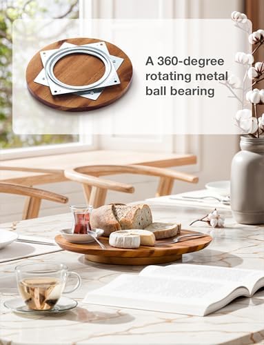 TIDITA 10" Wooden Lazy Susan Organizer for Cabinet, 360° Rotation, No Rim
