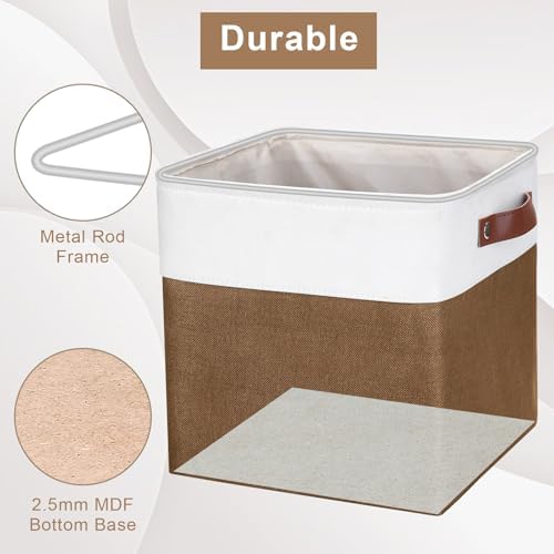 Bagnizer Collapsible Fabric Storage Cubes 11x11 Cube Storage Bins, 4 Pack Closet Baskets Box with Handles for Organizing