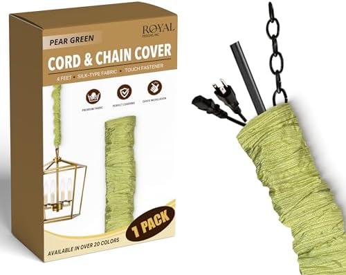 Royal Designs, Inc. Cord & Chain Cover 4 ft Silk Type Fabric, Chandelier Pendant Lighting Chain & Cable Management, Touc