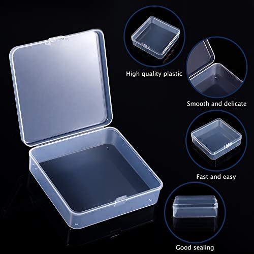 Jetec 18 Pieces Small Clear Plastic Storage Box, 3.7 x 3.7 x 1.2 Inch