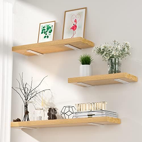 Floating Shelf Brackets 8 Inch 6 Pack, Hidden L Brackets for Shelves White