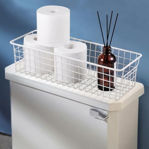SheeChung Wire Storage Baskets, Metal Toilet Paper Basket Holder, White