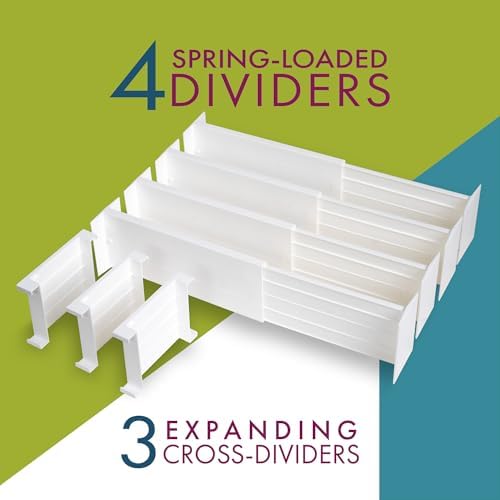 Dial Industries Dresser Drawer Dividers, 4 Pk + 3 Cross Dividers, 4.5" Deep