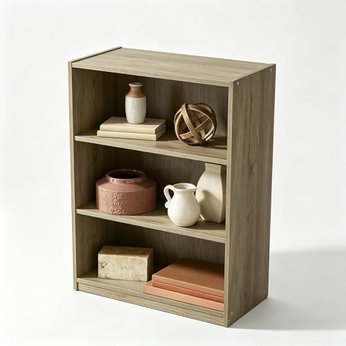 3 Shelf Bookcase, 31.5" H Small Book Shelf for Small Spaces, 3 Tier Bookshelf for Home Office and Dorm, Short Wooden Sto