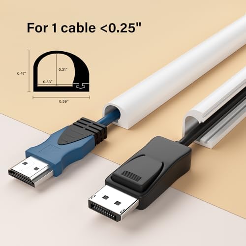 Cord Hider for Wall Mounted TV,118" One Cable Cover with Side Open, Flexible Silicone Wire Raceway Management,Self-Adhes