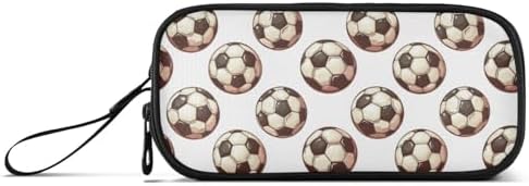 Wfrish Football Balls Pencil Case Pencil Pouch Big Capacity 3 Compartments Back to School Supplies for Teen Girl Boy Pouch Pen Bag Large Storage Organizer with Zipper Handle for Men Women