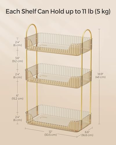 SONGMICS 3-Tier Makeup Organizer, Square, Customizable