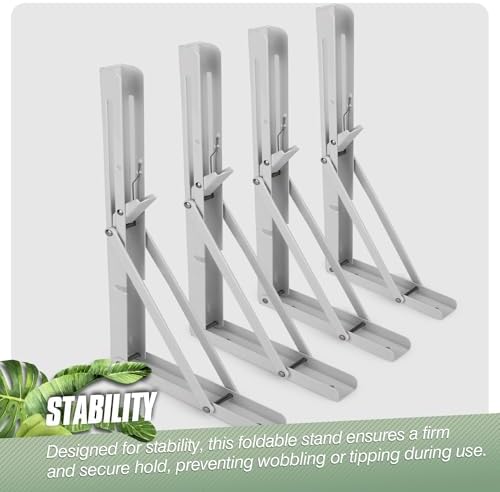 Folding Shelf Brackets - 4 Pcs 12 Inch,Heavy Duty, White