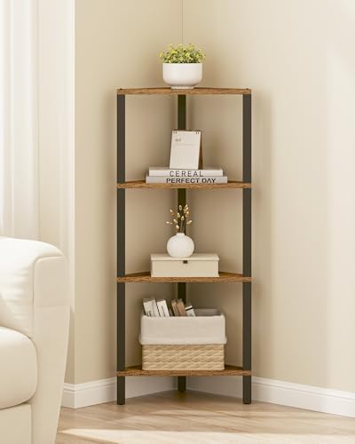 TUTOTAK Corner Shelf, 4-Tier Corner Bookshelf for Small Space