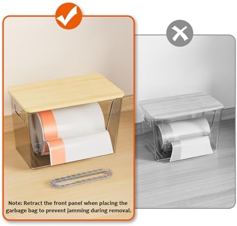 Delamu 2 Set Pantry Organizers and Storage,Trash Bag Dispenser with Bamboo Top,Stackable Trash Bag Dispenser Under Sink 