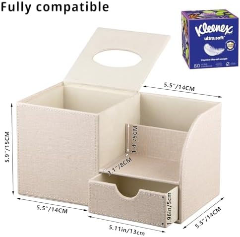 Tissue Box Cover with Drawer Organizer and Storage Tray,Cube Tissue Holder