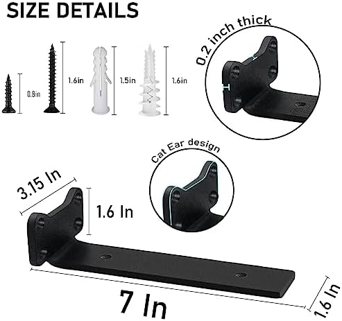 Heavy Duty Shelf Brackets Industrial L Shelf Bracket - 0.2 Inch Thick Premium Solid Steel Shelf Supports, Black Rustic W