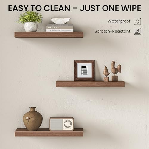 Fun Memories Floating Shelves for Wall 20 Inch, Set of 2 – Wall-Mounted Storage & Display Shelf with Invisible Bracket, 