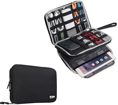 BUBM Double Layer Electronics Organizer/Travel Gadget Bag For Cables,Memory Cards,Flash Hard Drive and More,Fit For iPad