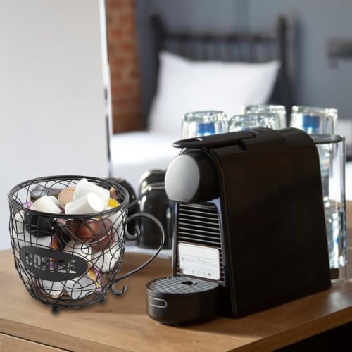 TreeLen K Cup Holder for Counter, Large Capacity Basket for 40 K Cups, Black Metal Coffee Bar Decor Organizer