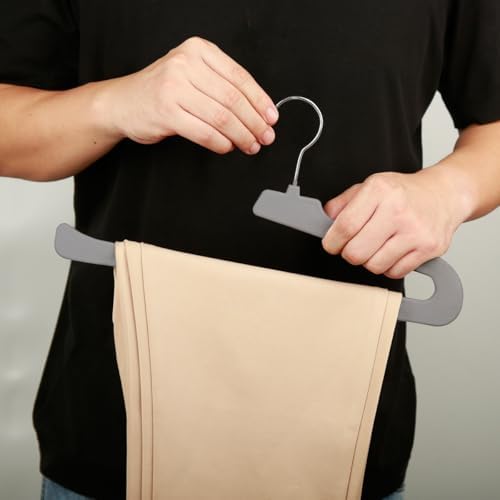 Velvet Pant Hangers Open End,32 Pack Non Slip Gray Felt Trouser Hangers