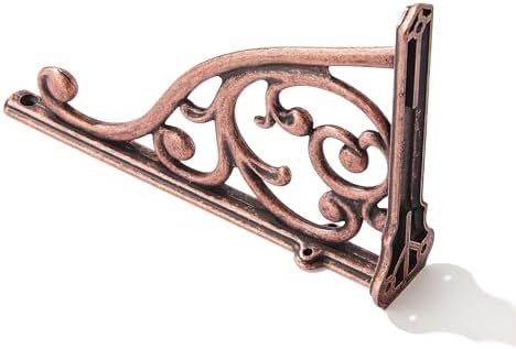 Khtumeware Ornate Decorative Shelf Brackets, 12 inch Big Wall Mounted Shelving Bracket, 2 Pack Antique Copper Vintage Me