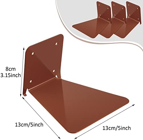 Jetec 6 Pack Invisible Bookshelf Wall Mounted Metal Heavy Duty, Brown
