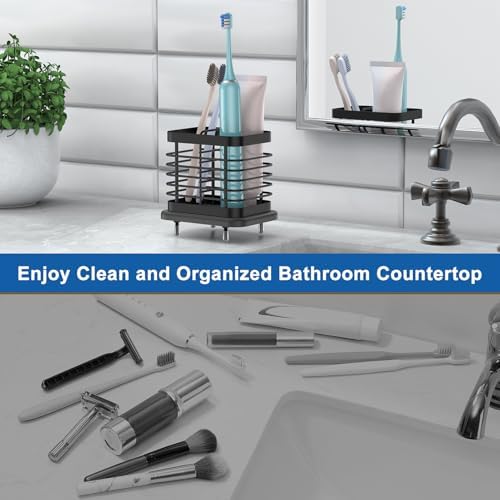 Toothbrush Holders for Bathroom, Adhesive Electric Toothbrush Holder with Fast Dry Tray Wall Mounted Toothbrush Holder S