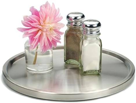 RSVP International Endurance TURN-1 Turntable Lazy Susan, Stainless Steel, 10.5" | Handy in Cabinet, Refrigerator or on 
